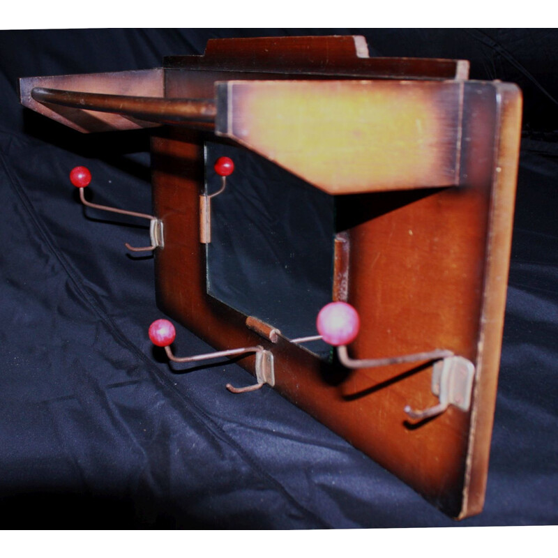 Vintage mahogany coat rack, 1950