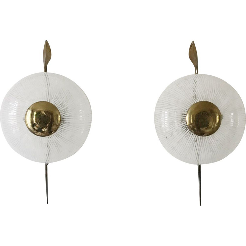 Pair of vintage wall lamp from Maison Lunel 1950