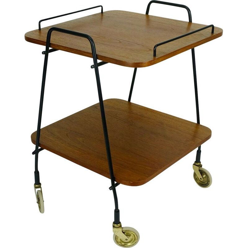 Vintage danish modern trolley teak metal