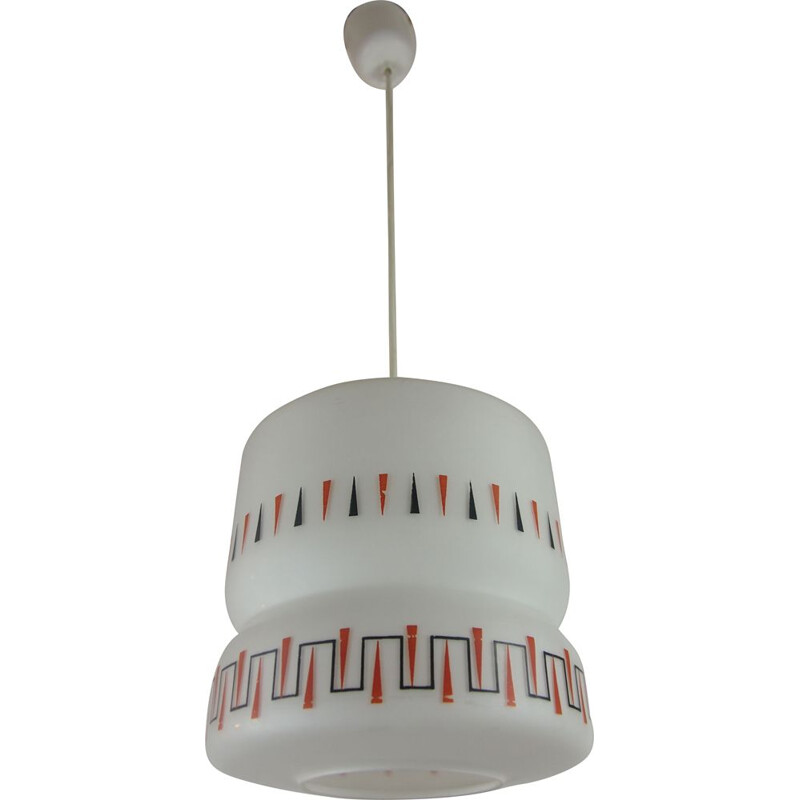 Suspension vintage LUNEL blanche opaline