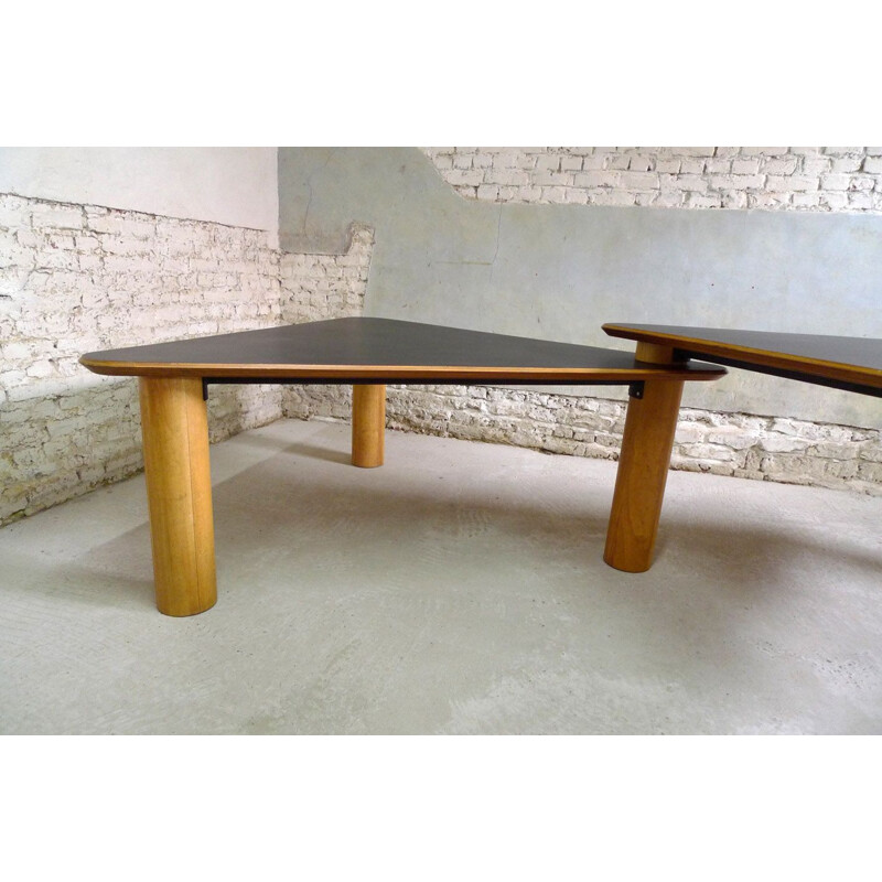 French vintage table in black melamine 1980