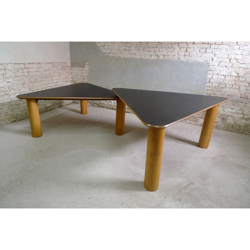 French vintage table in black melamine 1980