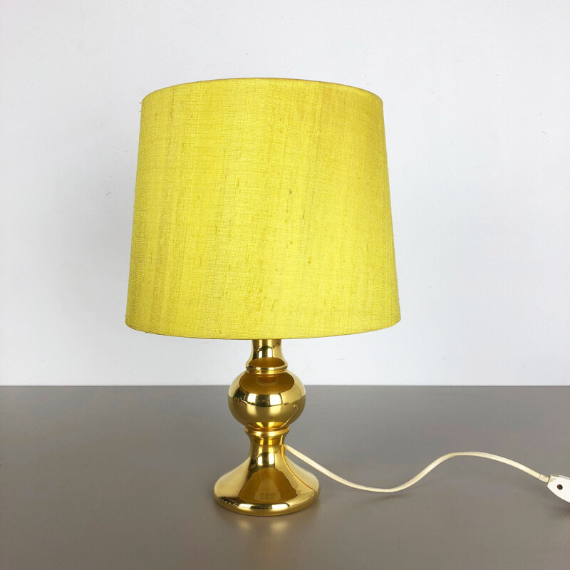 Vintage yellow silk and glass lamp by Uno and Östen Kristiquil for Luxus Vittsjö, Sweden 1970