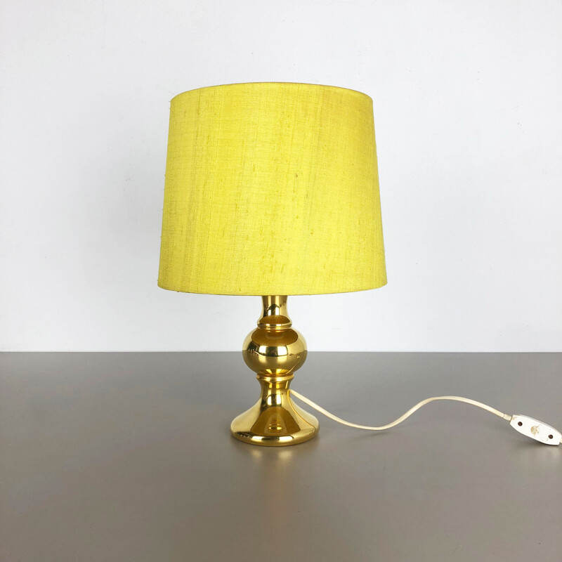 Vintage yellow silk and glass lamp by Uno and Östen Kristiquil for Luxus Vittsjö, Sweden 1970