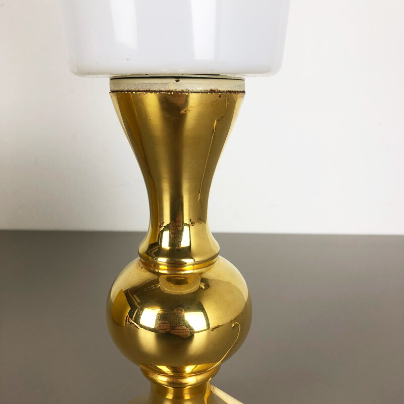 Vintage yellow silk and glass lamp by Uno and Östen Kristiquil for Luxus Vittsjö, Sweden 1970