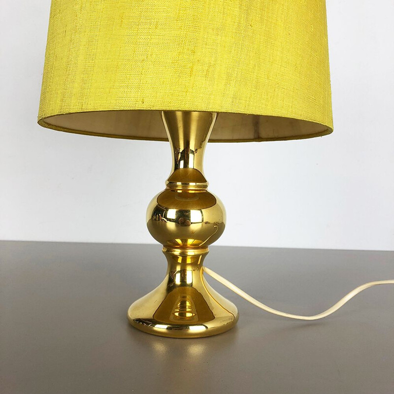 Lampe vintage jaune en soie et verre par Uno et Östen Kristiquil pour Luxus Vittsjö, Suède 1970