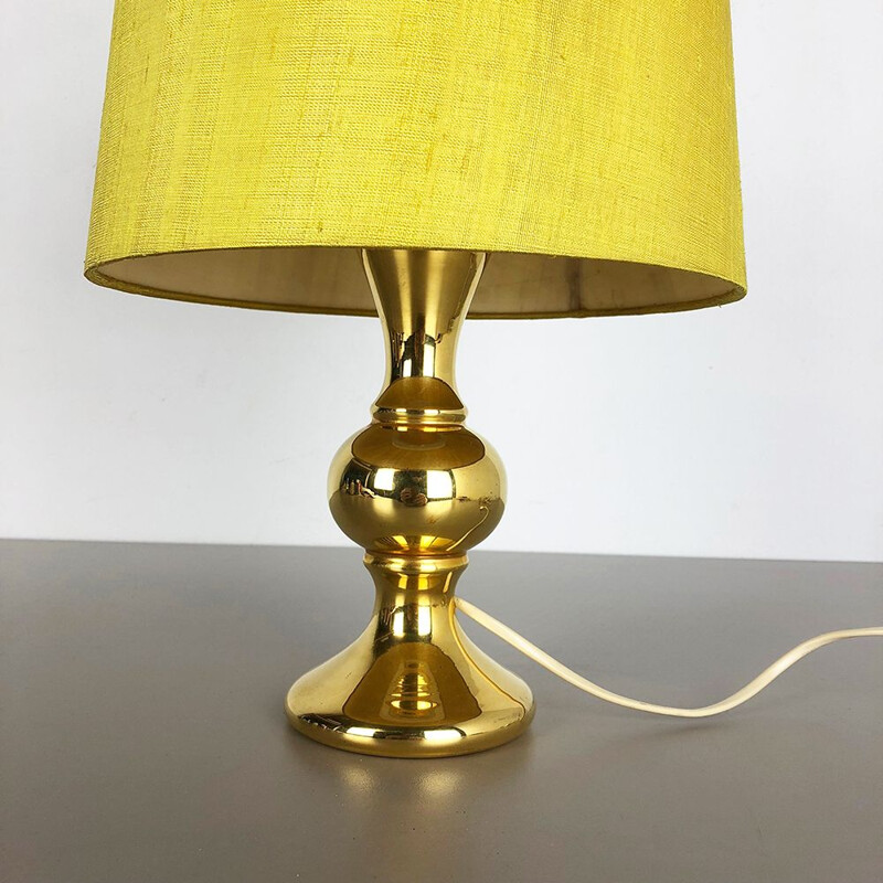 Vintage yellow silk and glass lamp by Uno and Östen Kristiquil for Luxus Vittsjö, Sweden 1970