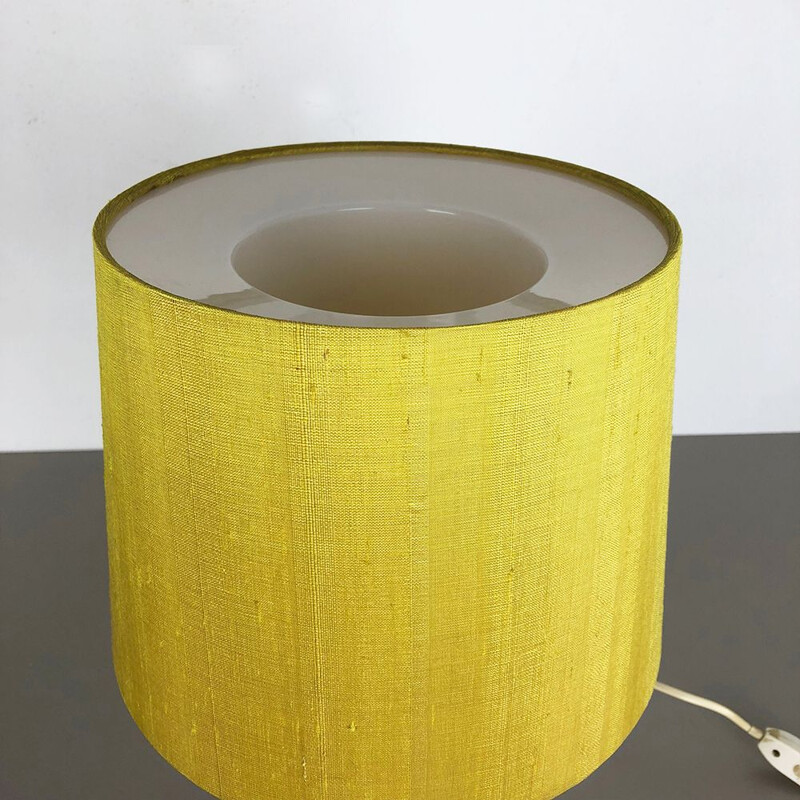 Candeeiro de seda e vidro amarelo vintage de Uno e Östen Kristiquil para Luxus Vittsjö, Suécia 1970