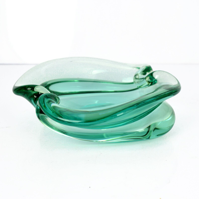Vintage ashtray in glass by Miloslav Klinger for Zelezny Brod Sklo Czechoslovakia 1960s