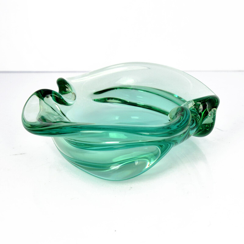 Vintage ashtray in glass by Miloslav Klinger for Zelezny Brod Sklo Czechoslovakia 1960s