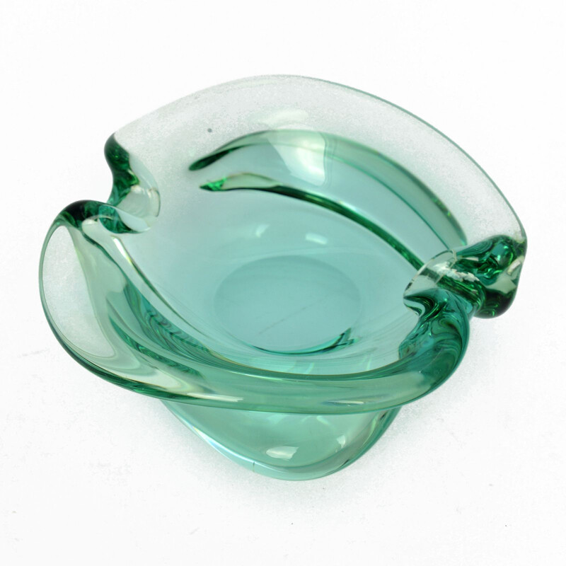 Vintage ashtray in glass by Miloslav Klinger for Zelezny Brod Sklo Czechoslovakia 1960s