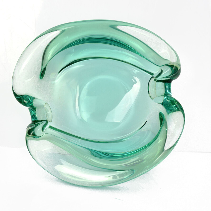 Vintage ashtray in glass by Miloslav Klinger for Zelezny Brod Sklo Czechoslovakia 1960s