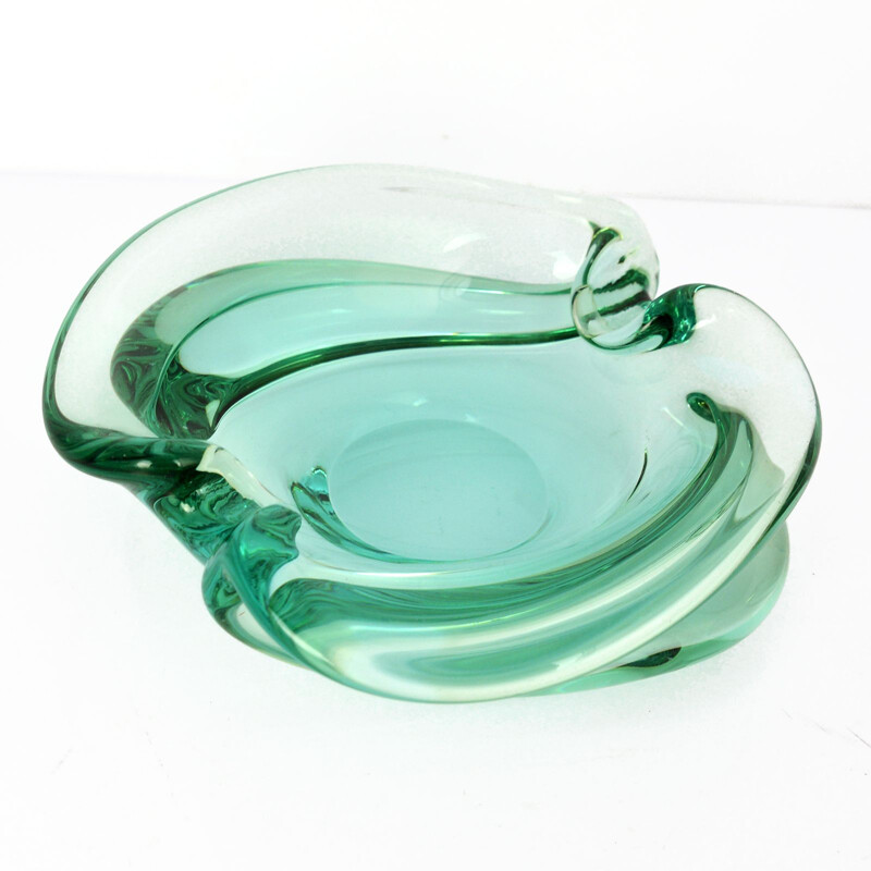 Vintage ashtray in glass by Miloslav Klinger for Zelezny Brod Sklo Czechoslovakia 1960s