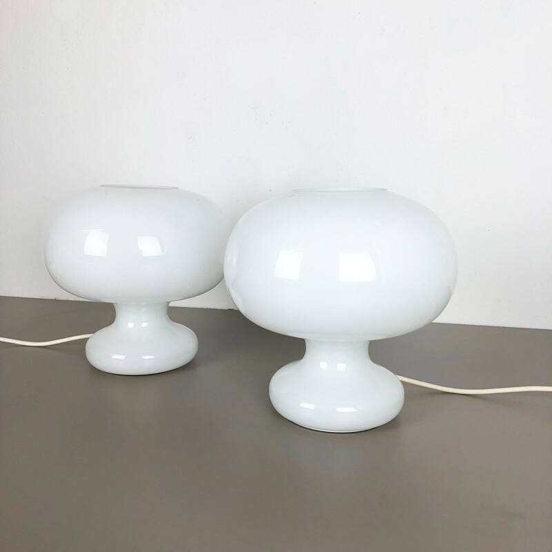 Par de candeeiros de mesa de bolhas de vidro vintage da Cosack Lights, Alemanha 1970