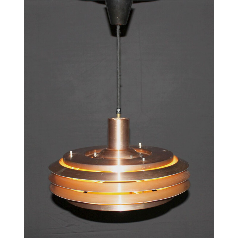 Vintage hanging lamp copper UFO Scandinavian 1970s