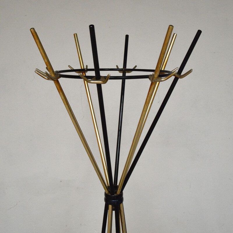 Vintage coat rack black and gold 1960s