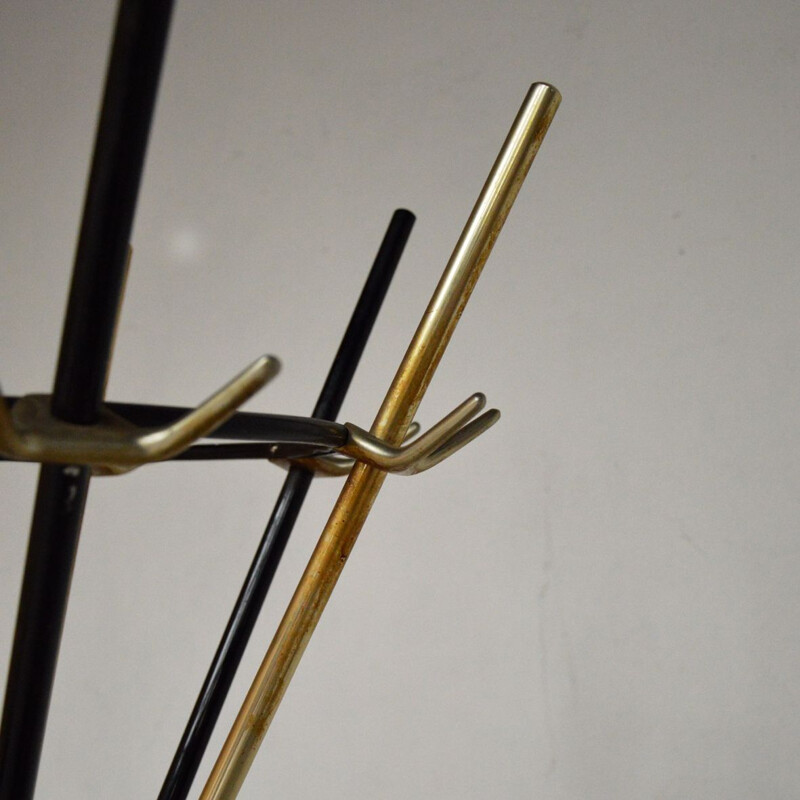 Vintage coat rack black and gold 1960s