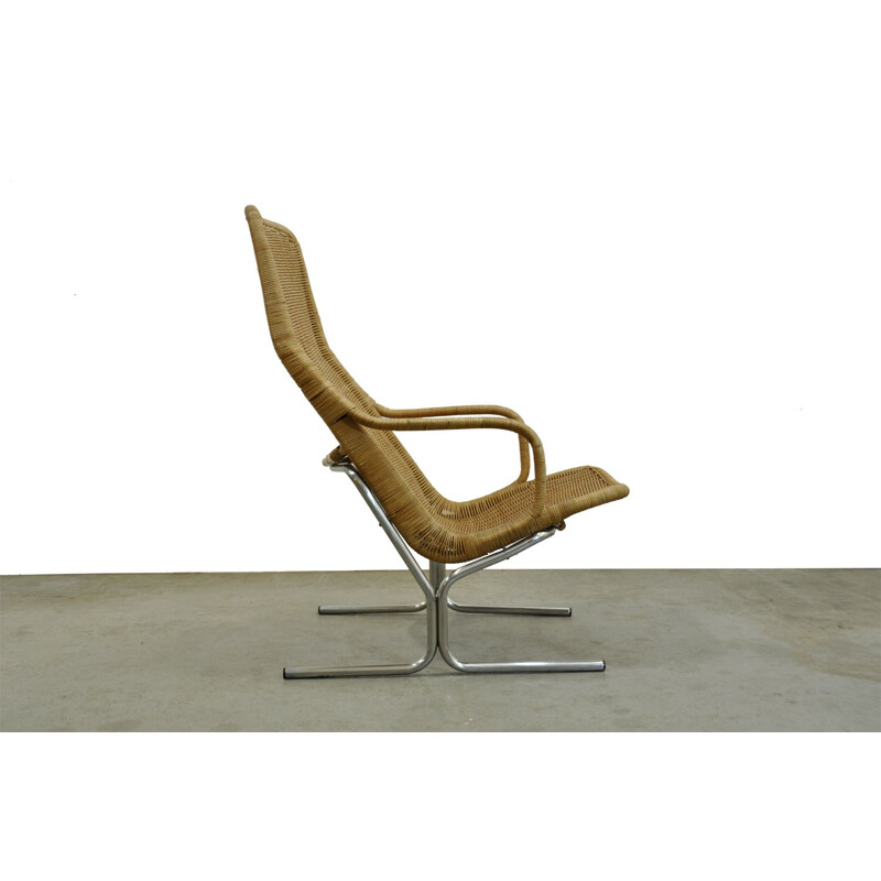 Fauteuil 514C vintage en Rotin par Dirk van Sliedregt pour Gebroeders Jonkers 1960