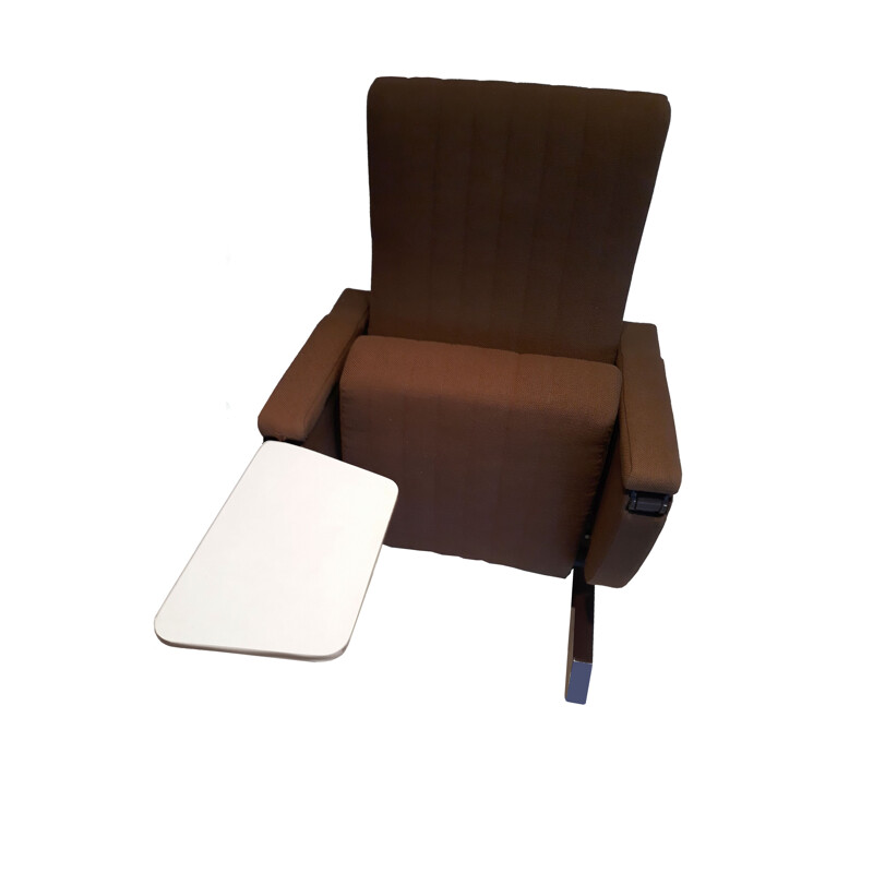 Brown lacquered metal auditorium chair, 1970