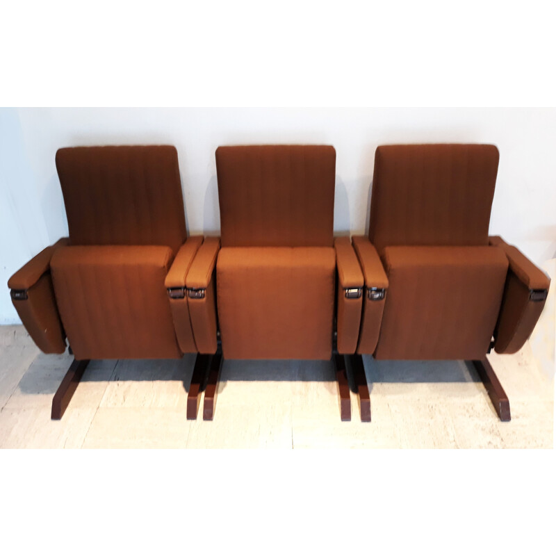 Brown lacquered metal auditorium chair, 1970
