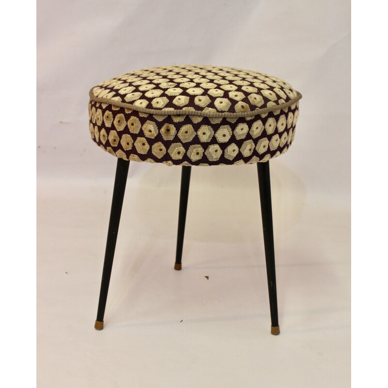 Pair of vintage stools in Jacquard fabric 1970