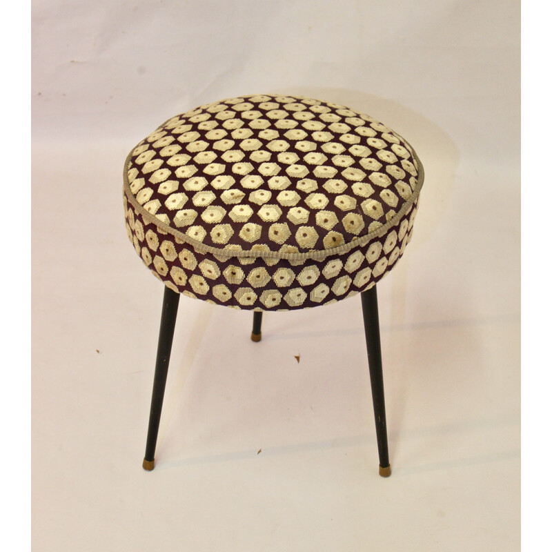 Pair of vintage stools in Jacquard fabric 1970