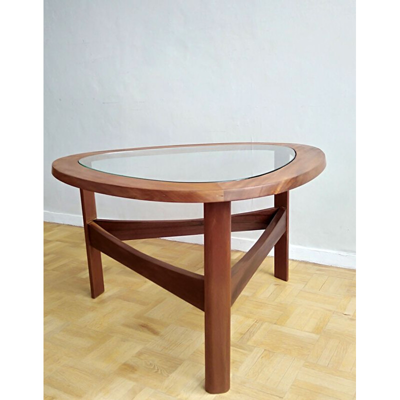 Vintage coffee table tripod in teak Edition Nathan 1960