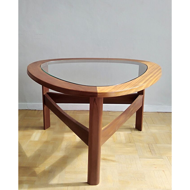 Vintage coffee table tripod in teak Edition Nathan 1960