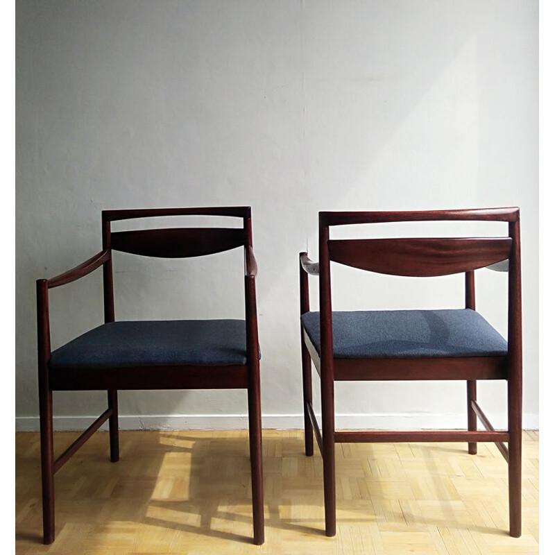 Pair of vintage armchairs in solid exotic wood,1960