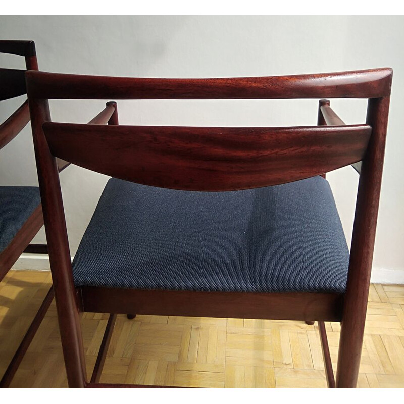 Paire de fauteuils vintage en bois exotique,1960