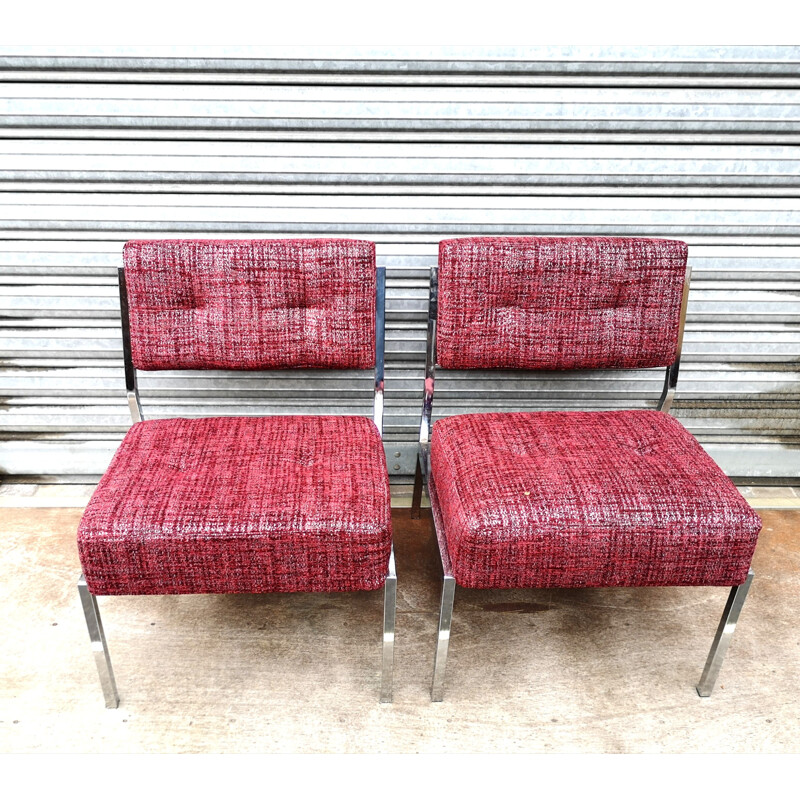 Paar Vintage Sessel aus verchromtem Metall, 1970