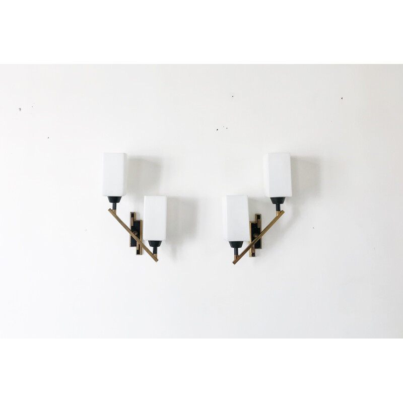 Pair of wall lights from Maison Arlus,1950