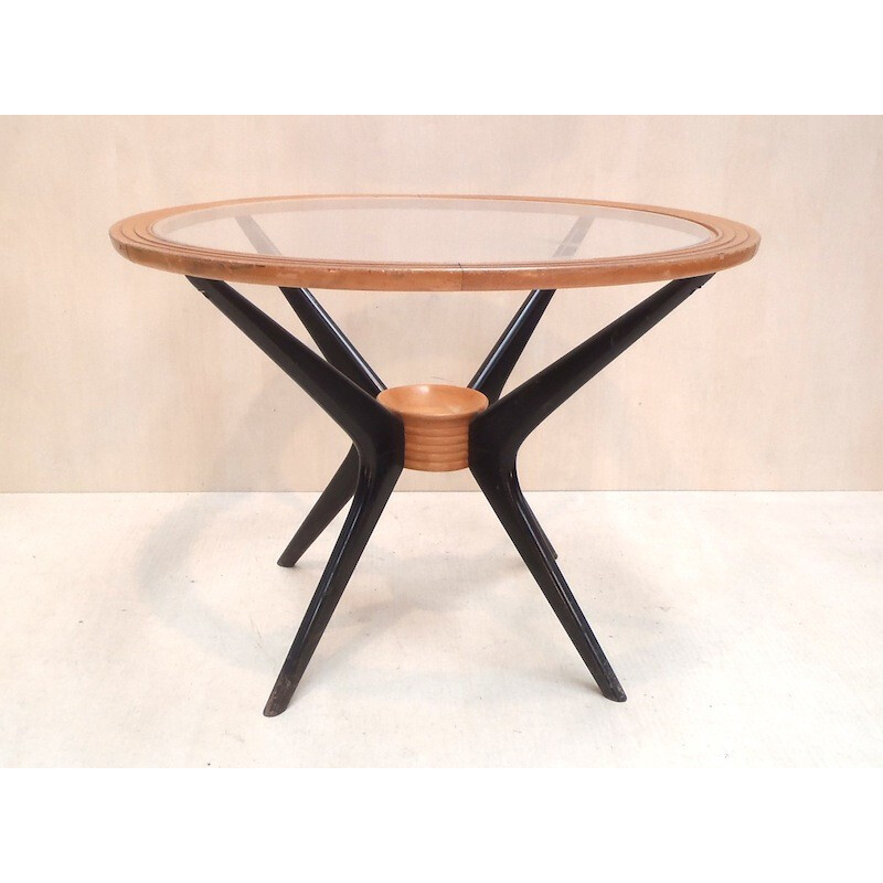 Pedestal in wood and glass top, Ico PARISI - 1950s