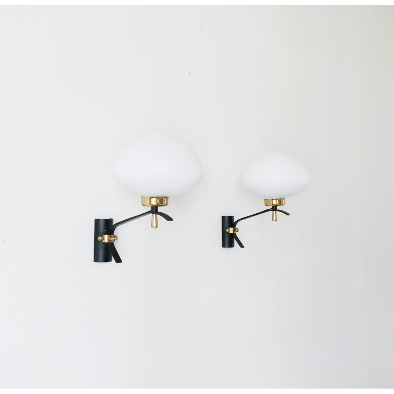 Pair of vintage wall lights by La Maison Arlus,1950