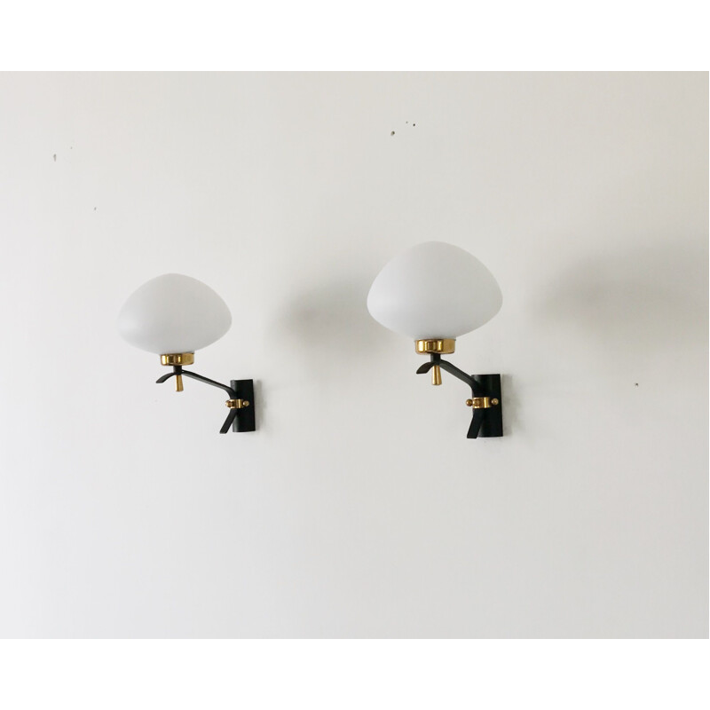 Pair of vintage wall lights by La Maison Arlus,1950