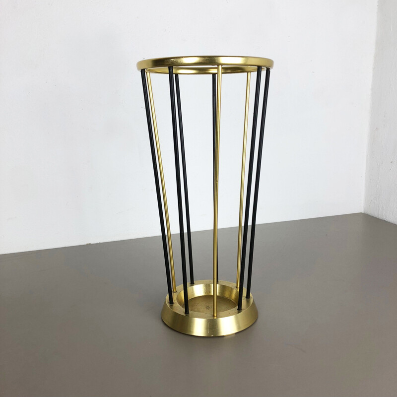 Vintage metal and brass umbrella stand, Germany, 1950