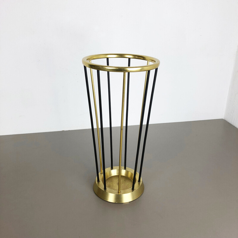 Vintage metal and brass umbrella stand, Germany, 1950