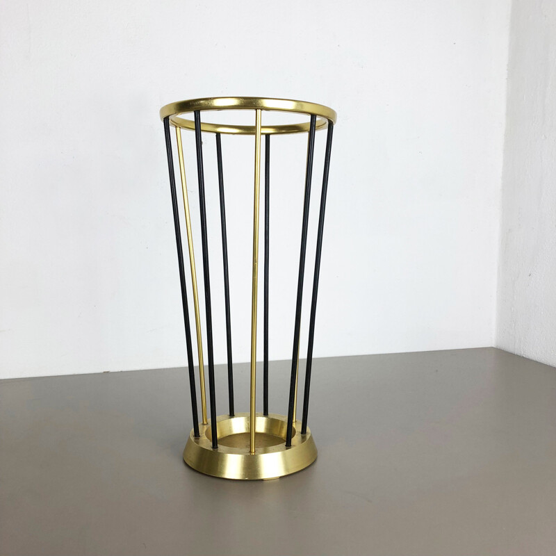 Vintage metal and brass umbrella stand, Germany, 1950