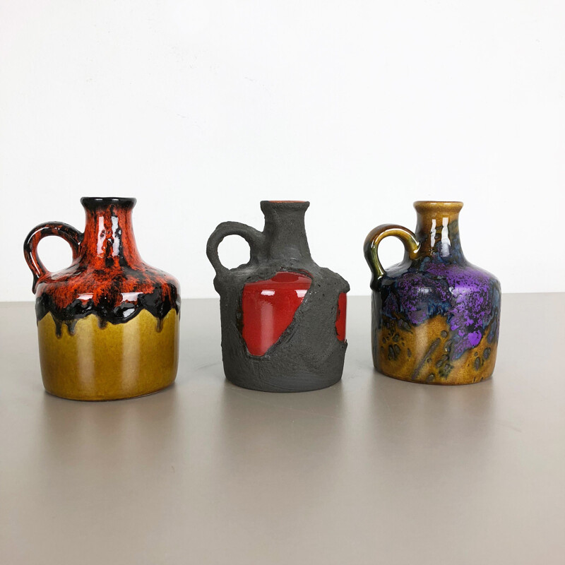 Set of 3 vintage ceramic vases by Marei Ceramics, Germany 1970