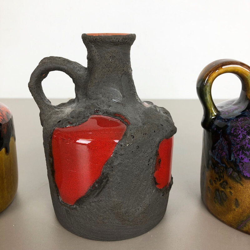 Ensemble de 3 vases vintage en céramique par Marei Ceramics, Allemagne 1970
