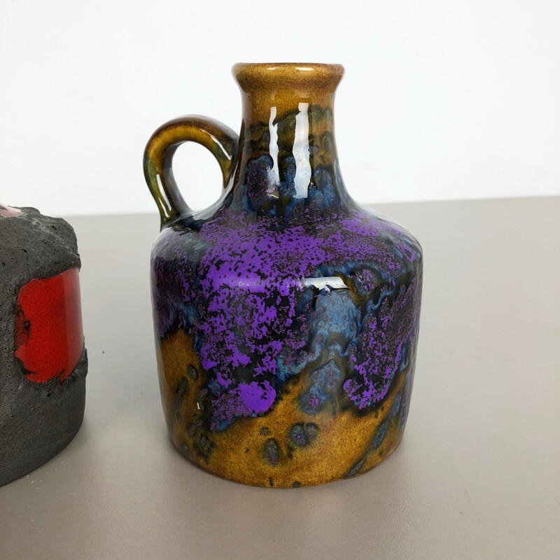 Conjunto de 3 vasos de cerâmica vintage da Marei Ceramics, Alemanha 1970