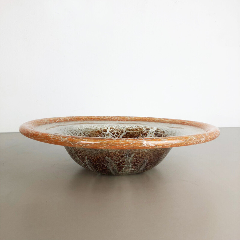 Vintage glass bowl by Karl Wiedmann for Wmf Ikora, Germany 1930