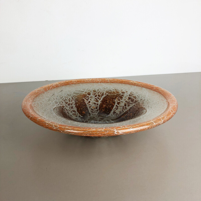 Vintage glass bowl by Karl Wiedmann for Wmf Ikora, Germany 1930