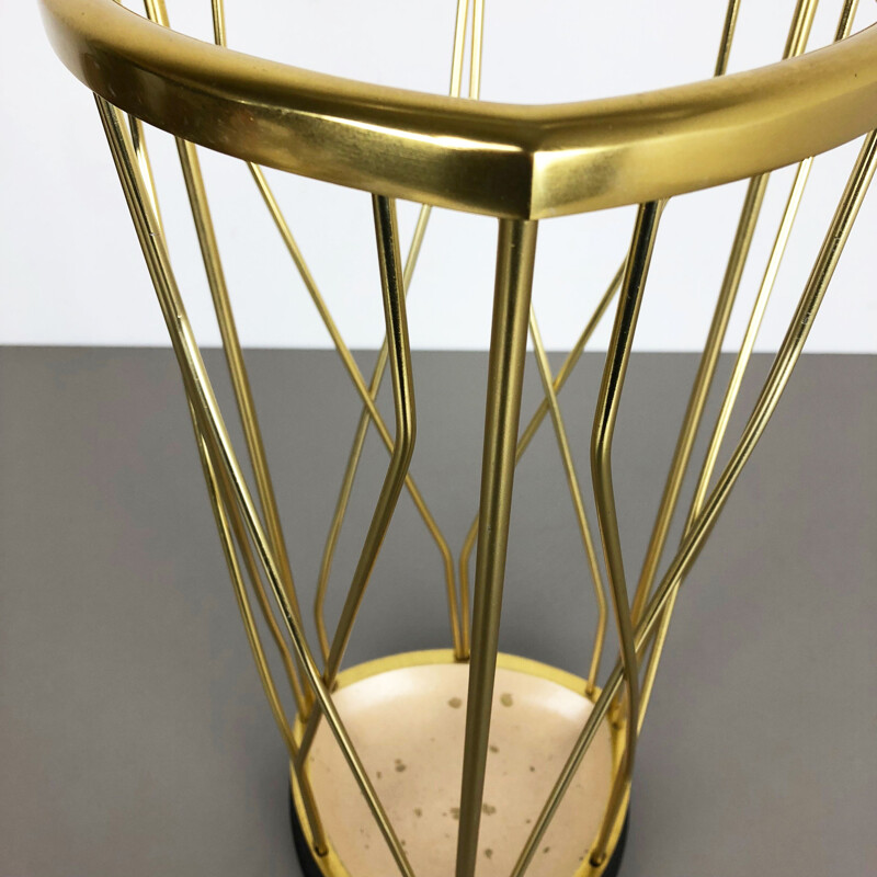 Vintage metal and brass umbrella stand, Germany 1950
