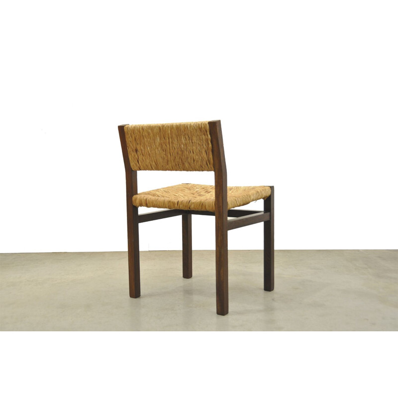 Set of 6 vintage Wengé and Wicker dining chairs by Martin Visser, Walter Antonis for t Spectrum