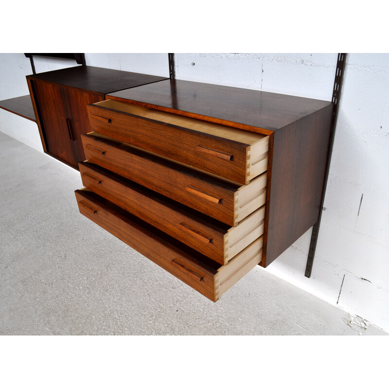 Felballes Mobelfabrik rosewood modular shelving system, Kai KRISTIANSEN - 1960s