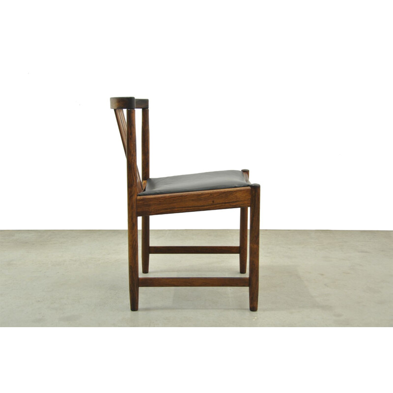 Suite de 4 chaises vintage en palissandre scandinave de Iilum Wikkelso