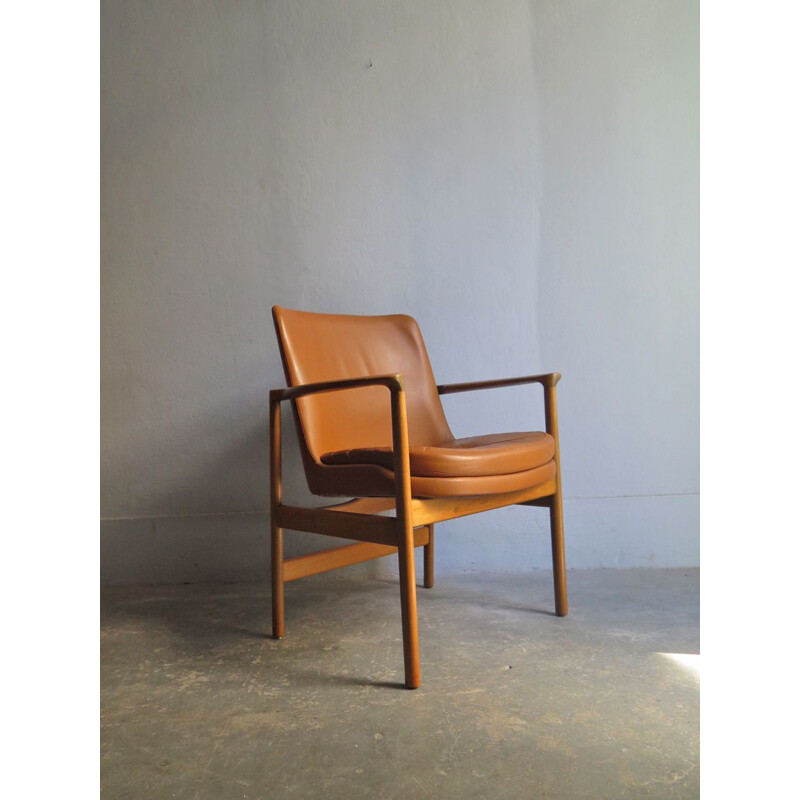 Vintage cognac leather armchair