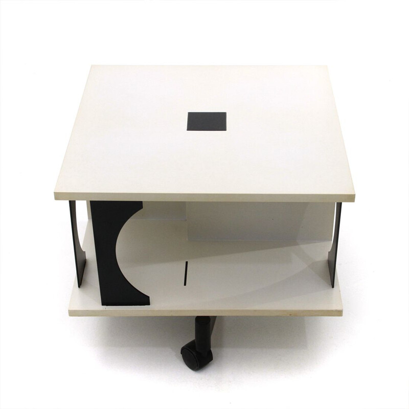 Vintage italian black and white coffee table by Anna Castelli Ferrieri for Kartell