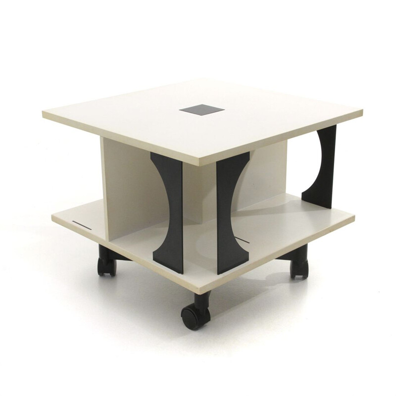 Vintage italian black and white coffee table by Anna Castelli Ferrieri for Kartell